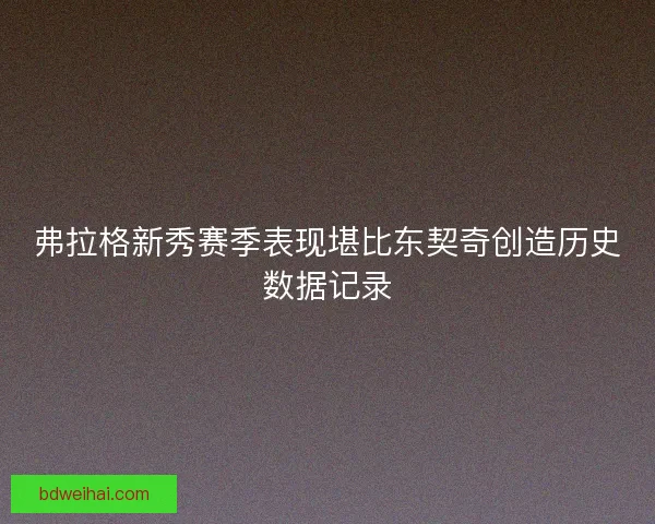 弗拉格新秀赛季表现堪比东契奇创造历史数据记录