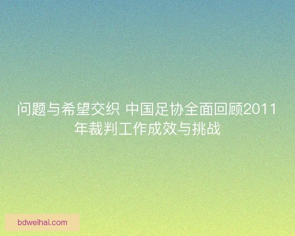 问题与希望交织 中国足协全面回顾2011年裁判工作成效与挑战
